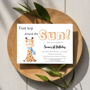 Invitation Premier Tour Autour Du Soleil Girafe 1er Anniversa