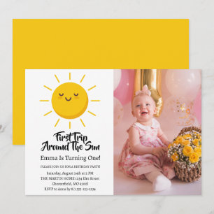 Invitation Premier tour autour du soleil Photo d'anniversaire