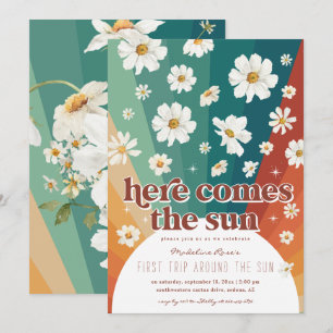 Invitation Premier Tour Autour du Soleil Rétro Daisy Arc-en