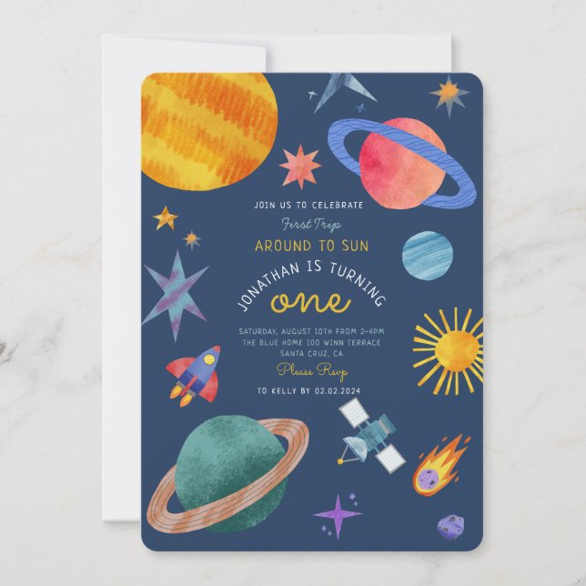 Invitation Premier voyage Astronaute spatiale Un anniversaire (Devant)