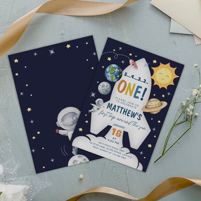 Invitation Premier voyage autour de l'Invitation de l'espace  (Créateur téléchargé)