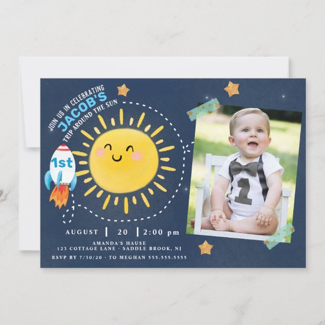 Invitation Premier voyage autour de l'invitation du soleil (Devant)