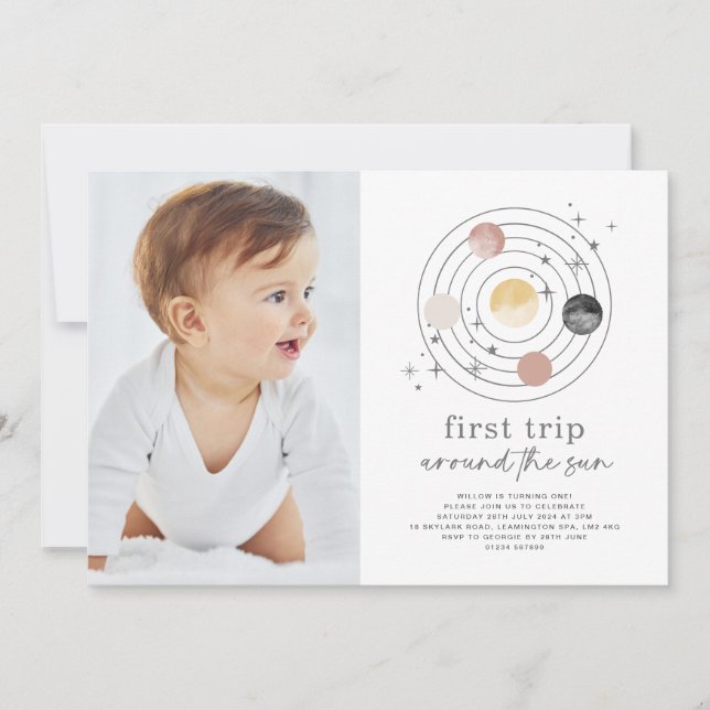 Invitation Premier Voyage Autour De L'Invitation Photo Sun Sp (Devant)