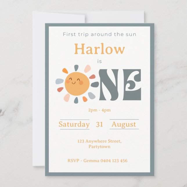 Invitation Premier voyage autour du soleil (Devant)