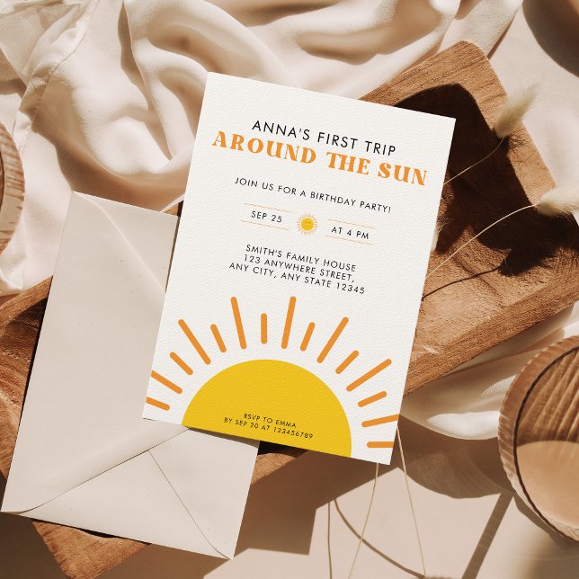 Invitation Premier voyage autour du Soleil 1er anniversaire (Créateur téléchargé)