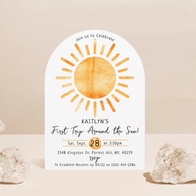 Invitation Premier Voyage Autour Du Soleil 1Er Anniversaire (Créateur téléchargé)