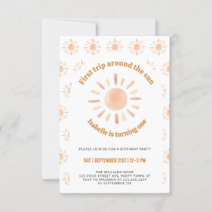 Invitation Premier Voyage Autour Du Soleil 1Er Anniversaire P