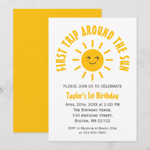 Invitation Premier Voyage Autour Du Soleil 1Er Anniversaire S