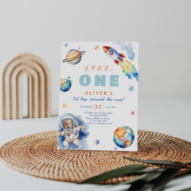 Invitation Premier voyage autour du soleil Anniversaire (Créateur téléchargé)