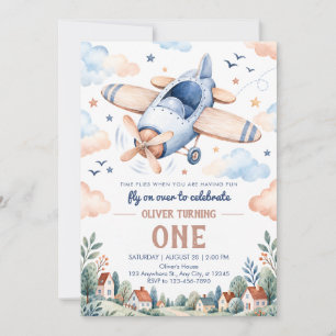 Invitation Premier Voyage Autour du Soleil Anniversaire Avion