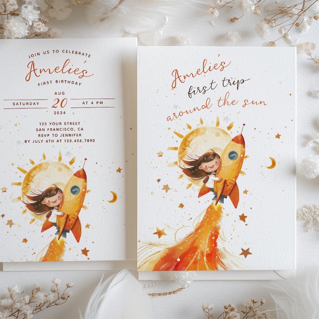 Invitation Premier voyage autour du soleil Anniversaire de l' (Créateur téléchargé)