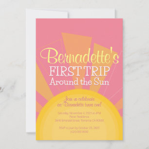 Invitation Premier voyage autour du soleil Anniversaire fête