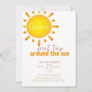 Invitation premier voyage autour du soleil Anniversaire Invit