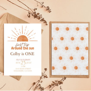 Invitation premier voyage autour du soleil Anniversaire Invit