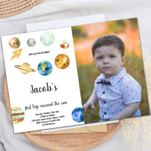 Invitation Premier voyage autour du soleil Anniversaire Invit