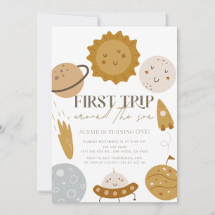 Invitation Premier Voyage Autour Du Soleil Boho 1Er Anniversa