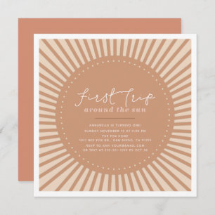 Invitation Premier Voyage Autour Du Soleil Boho 1er Anniversa