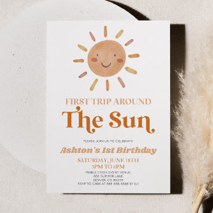 Invitation Premier Voyage Autour Du Soleil Boho 1ère fête d'a