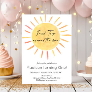 Invitation Premier Voyage Autour Du Soleil Boho Anniversaire