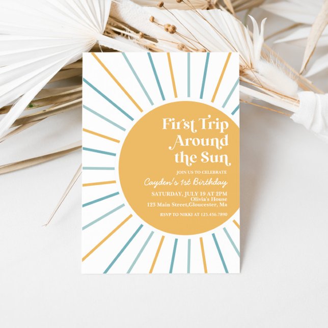 Invitation Premier voyage autour du soleil Boho Sunshine anni (Créateur téléchargé)