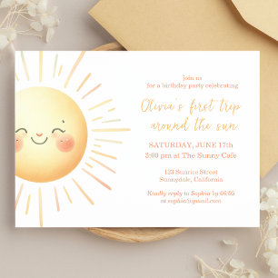 Invitation Premier voyage autour du soleil Cute 1er anniversa