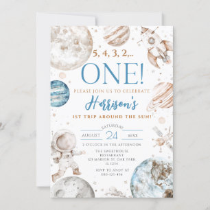 Invitation Premier voyage autour du Soleil Espace 1er anniver