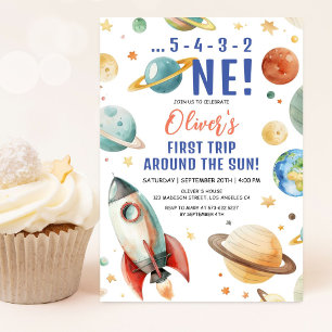 Invitation Premier voyage autour du Soleil Espace 1er anniver