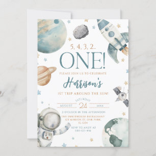 Invitation Premier voyage autour du Soleil Espace 1er anniver