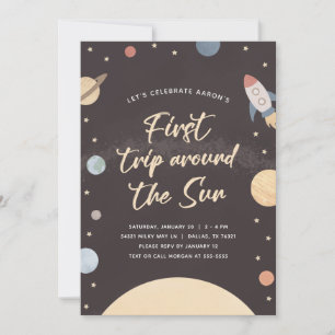 Invitation Premier voyage autour du Soleil Espace 1er anniver