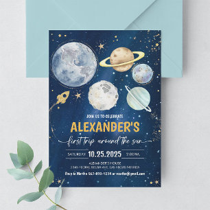 Invitation Premier voyage autour du Soleil Extérieur Annivers