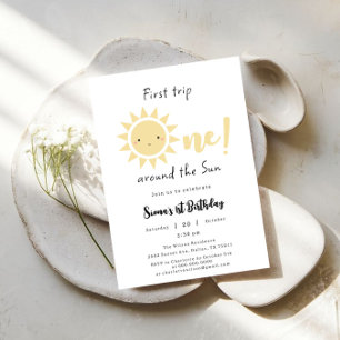 Invitation Premier Voyage Autour Du Soleil Mignon 1er Anniver