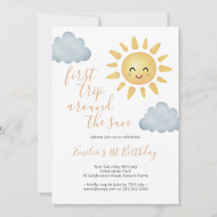 Invitation Premier Voyage Autour Du Soleil Mignonne 1Er Anniv