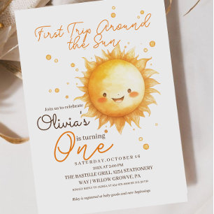 Invitation Premier voyage autour du soleil Petit soleil Anniv