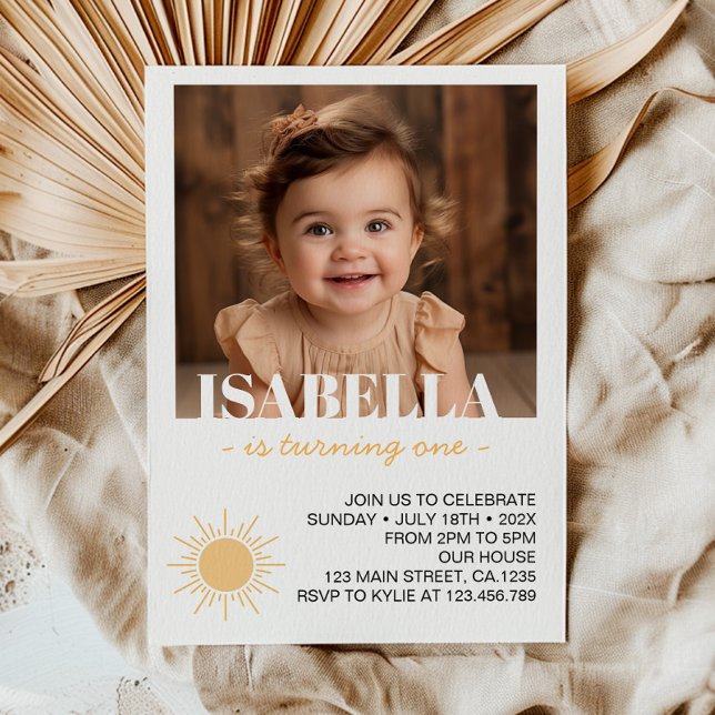 Invitation Premier voyage autour du soleil Photo 1er Annivers (Créateur téléchargé)