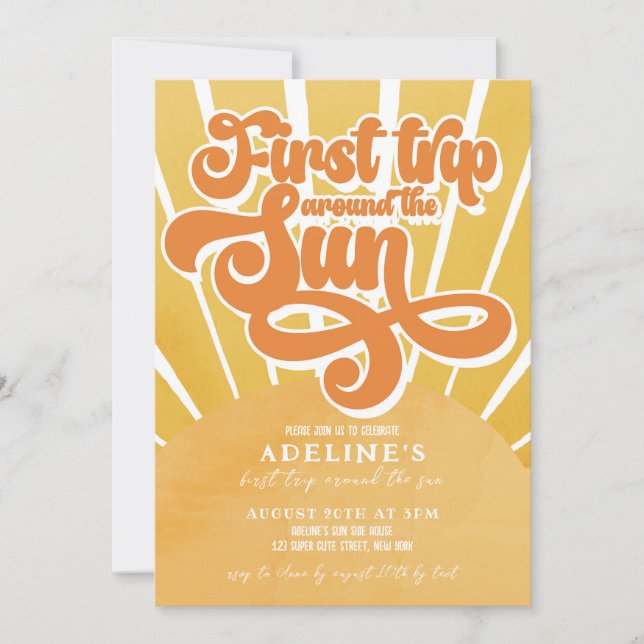 Invitation Premier voyage autour du soleil Premier anniversai (Devant)