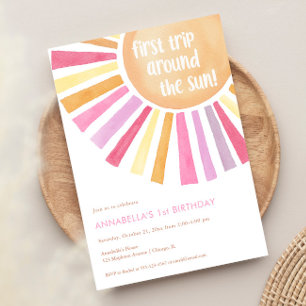 Invitation Premier voyage autour du Sun girl 1ère fête d'anni