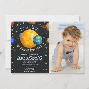 Invitation Premier voyage dans l'espace 1er anniversaire garç