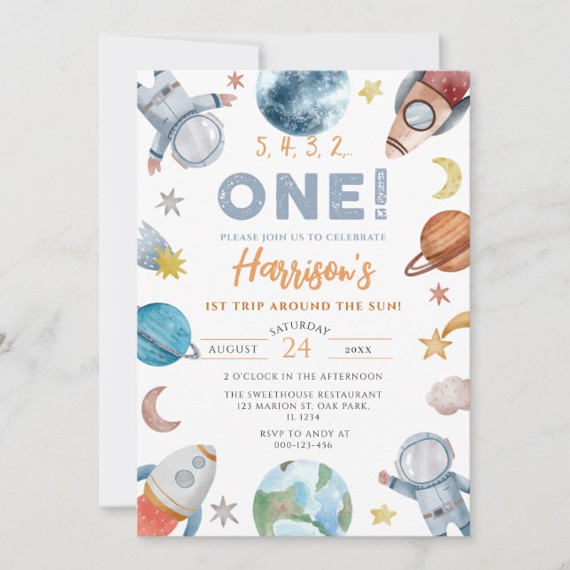 Invitation Premier voyage dans l'espace autour du soleil Anni (Devant)