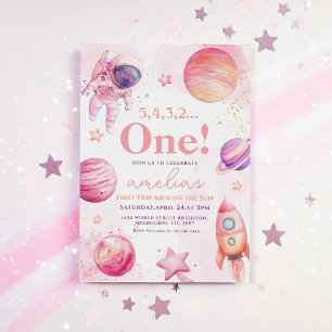 Invitation Premier voyage rose autour du Soleil Espace 1er an