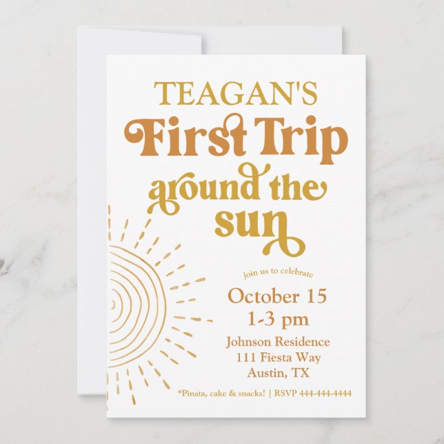 Invitation Premier Voyage Simple Autour Du Soleil Premier Ann (Devant)