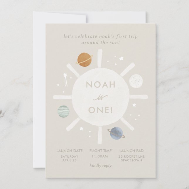 Invitation "Premier voyage" Sun Space 1er anniversaire (Devant)