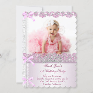 Invitation Première 1ère fête d'anniversaire Filles Princesse