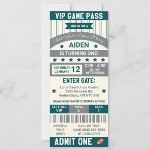 Invitation Première Année ! Billets de football Anniversaire