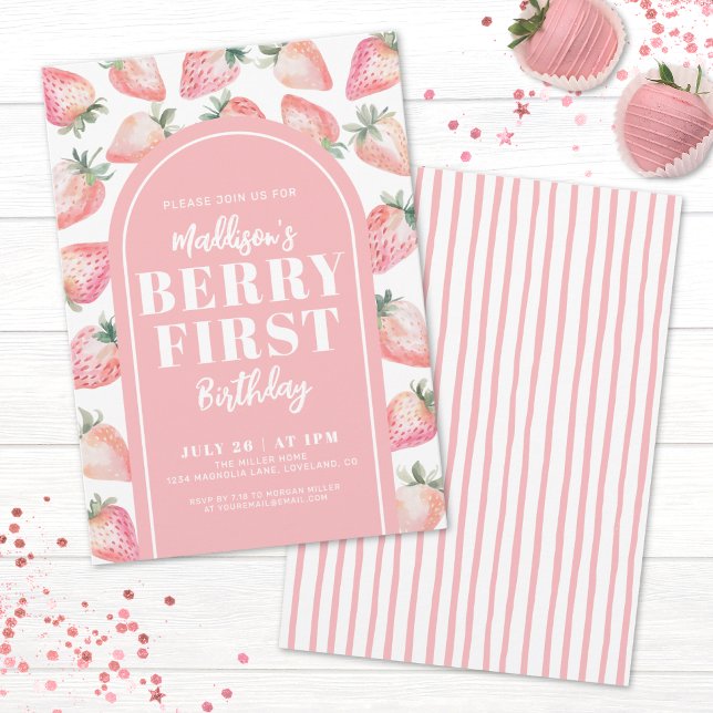 Invitation Première année de Berry Fête premier anniversaire (Berry First Birthday 1st Birthday Party Invitation)