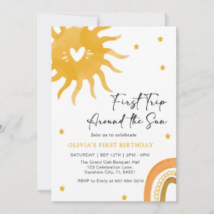 Invitation Première année de Boho Baby autour du soleil