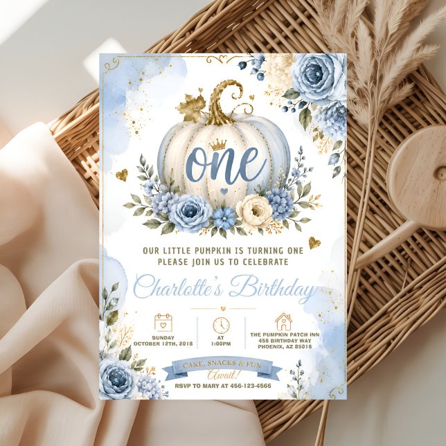 Invitation Première année de la citrouille bleue (Créateur téléchargé)