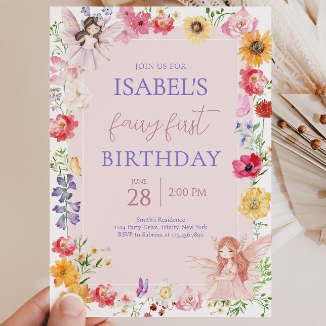 Invitation Première année de la fée rose violette (Créateur téléchargé)