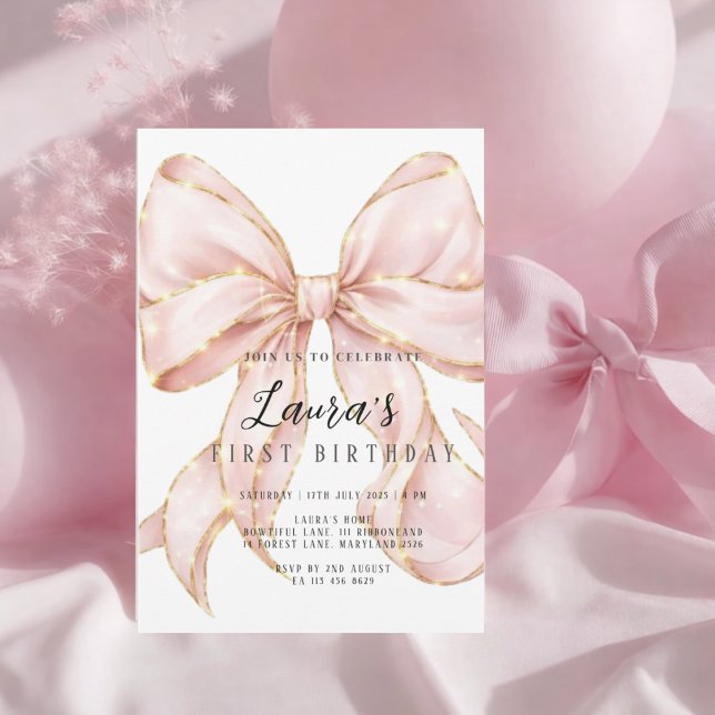Invitation Première année de la fille au nœud rose (Créateur téléchargé)