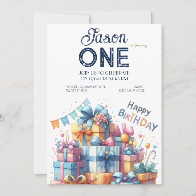 Invitation Première année de plaisir pour bébé (Devant)