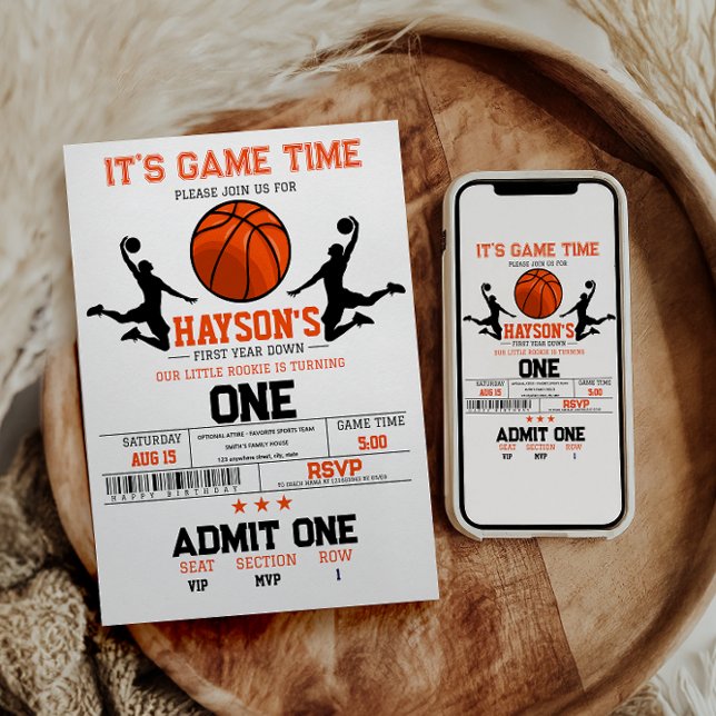 Invitation Première année Down Basketball 1er anniversaire fê (Créateur téléchargé)